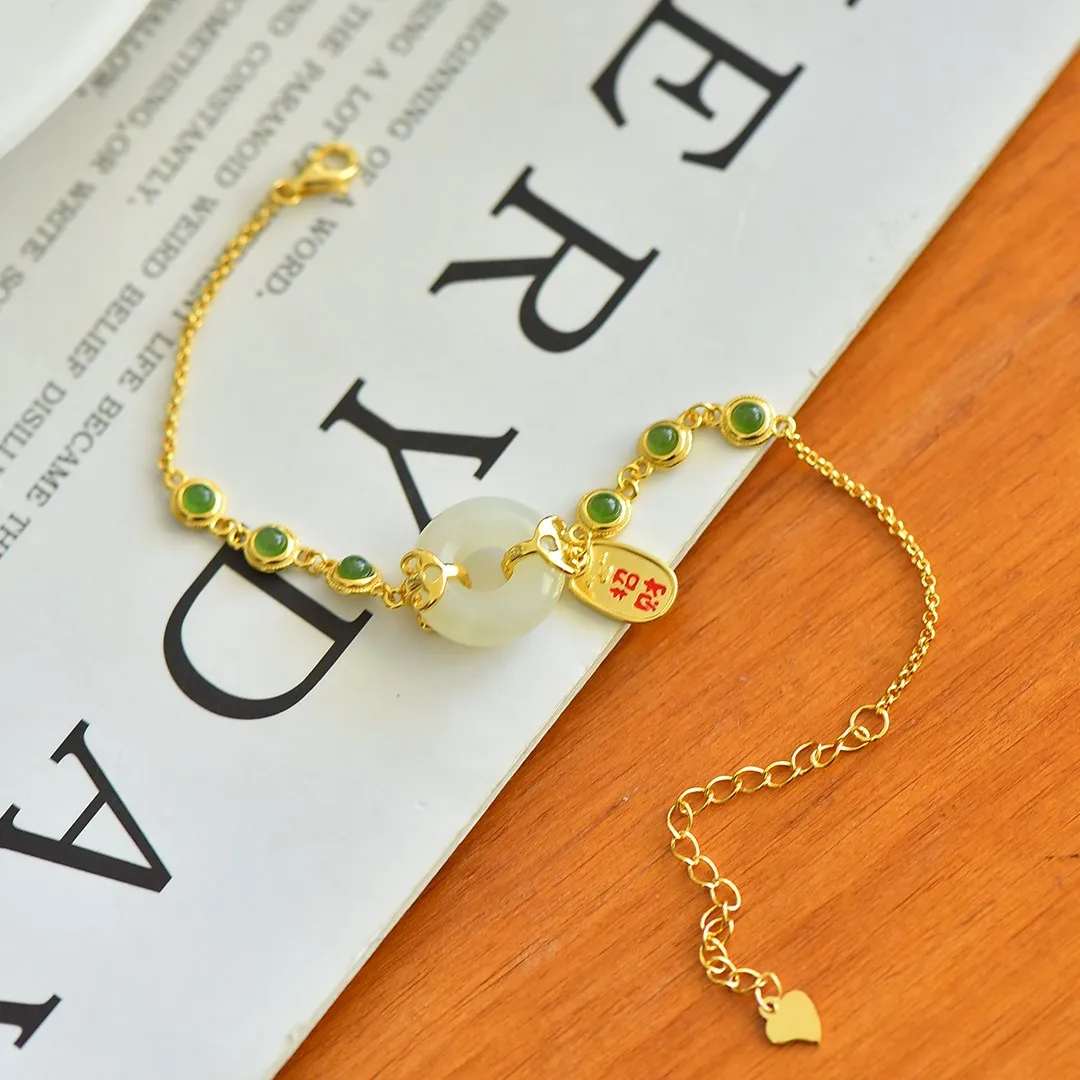

925 Hetian Jade Dark Green Circular Silver Jewelry Original Certified Woman Original Bracelet Sterling Real Offer Bracelets For