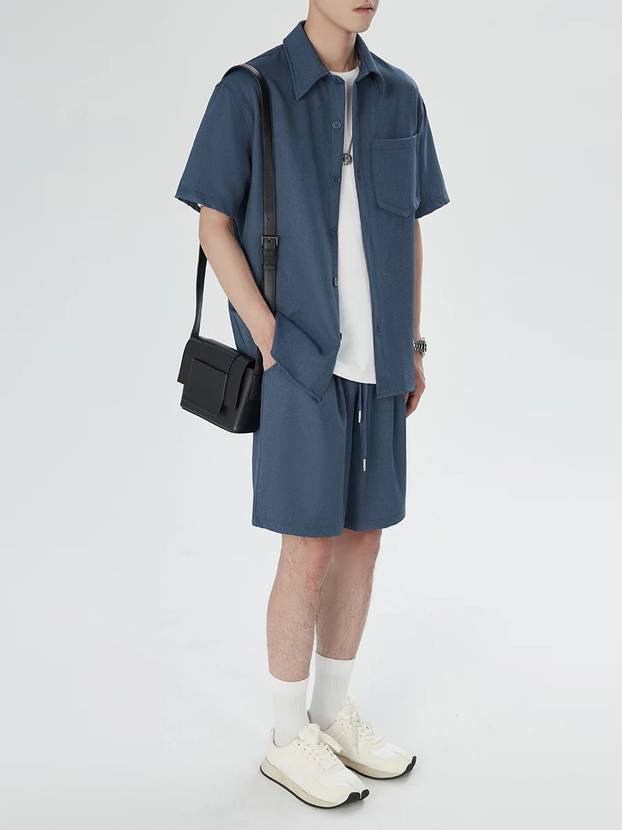 Light Luxury 2024 Summer Short-Sleeved Shirts Suit High-End Casual Short-Sleeved Shorts Two-Piece Set Handsome Men's Clothes