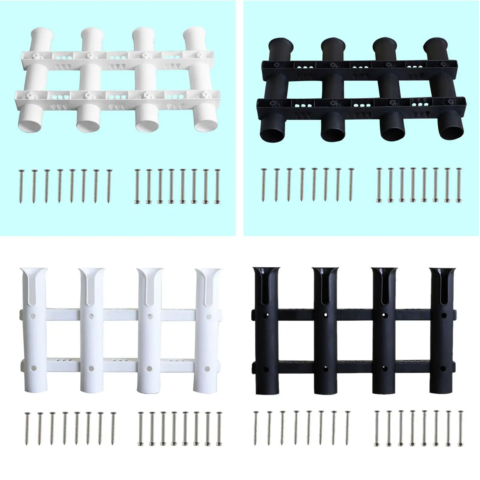 Portable 4 Rod Fishing Holder Rack Nylon Plastic Bracket Tube Support for Boat Kayak Bed Bank Vehicle