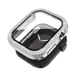Luxury Diamond Protective Case with Tempered Glass - 45MM Series7 8 9 (SILVER)