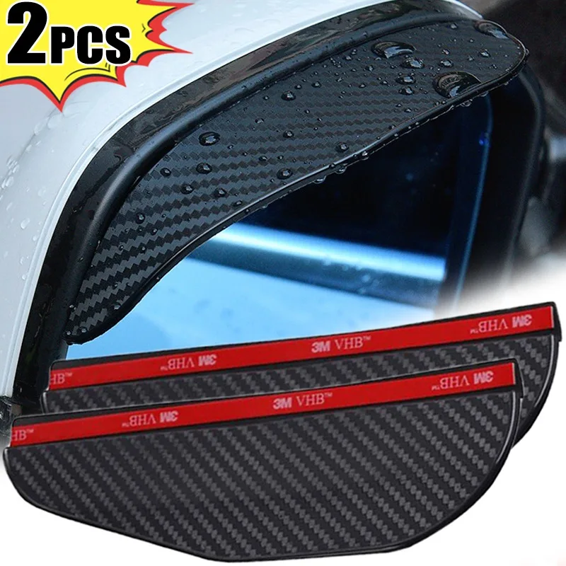 Car Rearview Mirror Rain Eyebrow Carbon Fiber Pattern Rain Cover Sun Visor