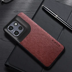 Luxury Leather Business Phone Case with Simple Design - Moto S50 5G (Coffee)