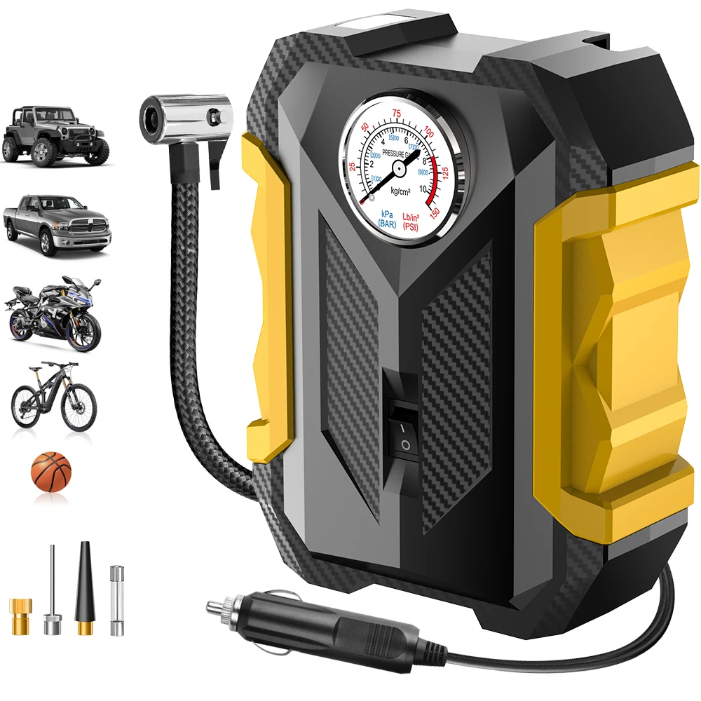Air Pump Electric Tire Inflator Air Compressor Pump Air Compressor Tire Inflator Inflatable Pump Car Inflator Tire Pump Portable Pointer Model Air Compressor Cigarette Lighter Starter for Soccer Basketball