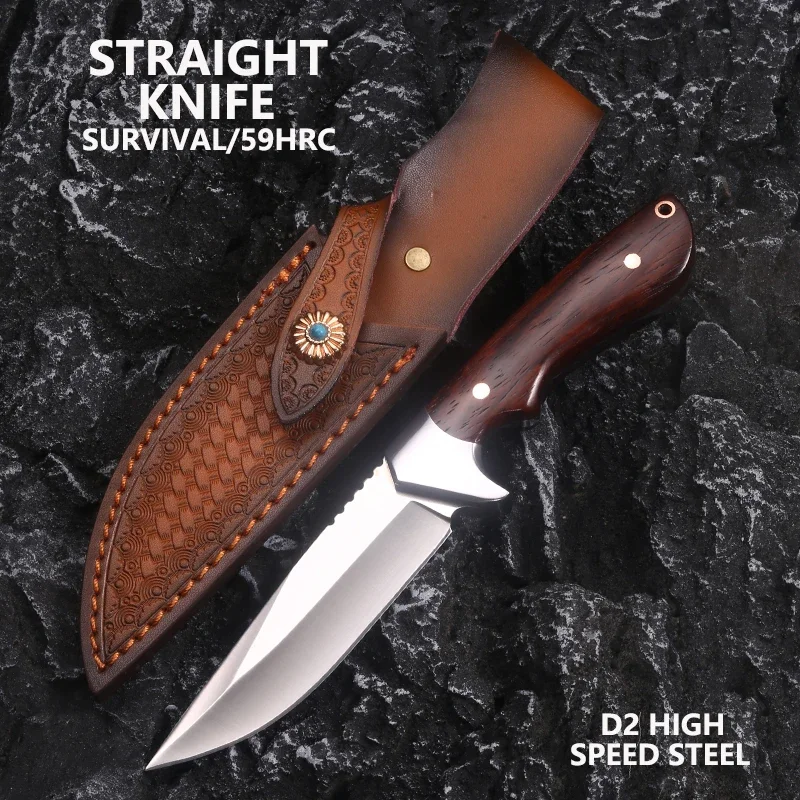 

Прямой нож высокой твердости для улицы, удобный разделочный нож 390, многоцелевой нож для выживания для кемпинга и охотничий нож