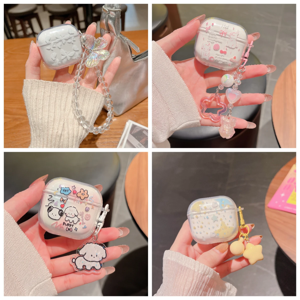 Cute Star Butterfly Flower Earphone Protective Cover with Pendant - TPU Case