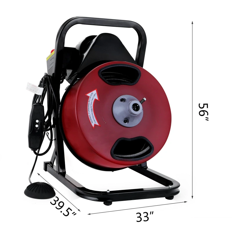 

Electric Drain Auger with 4 Cutter & Foot Switch Drain Cleaner Machine Sewer Snake Drill Drain Auger C