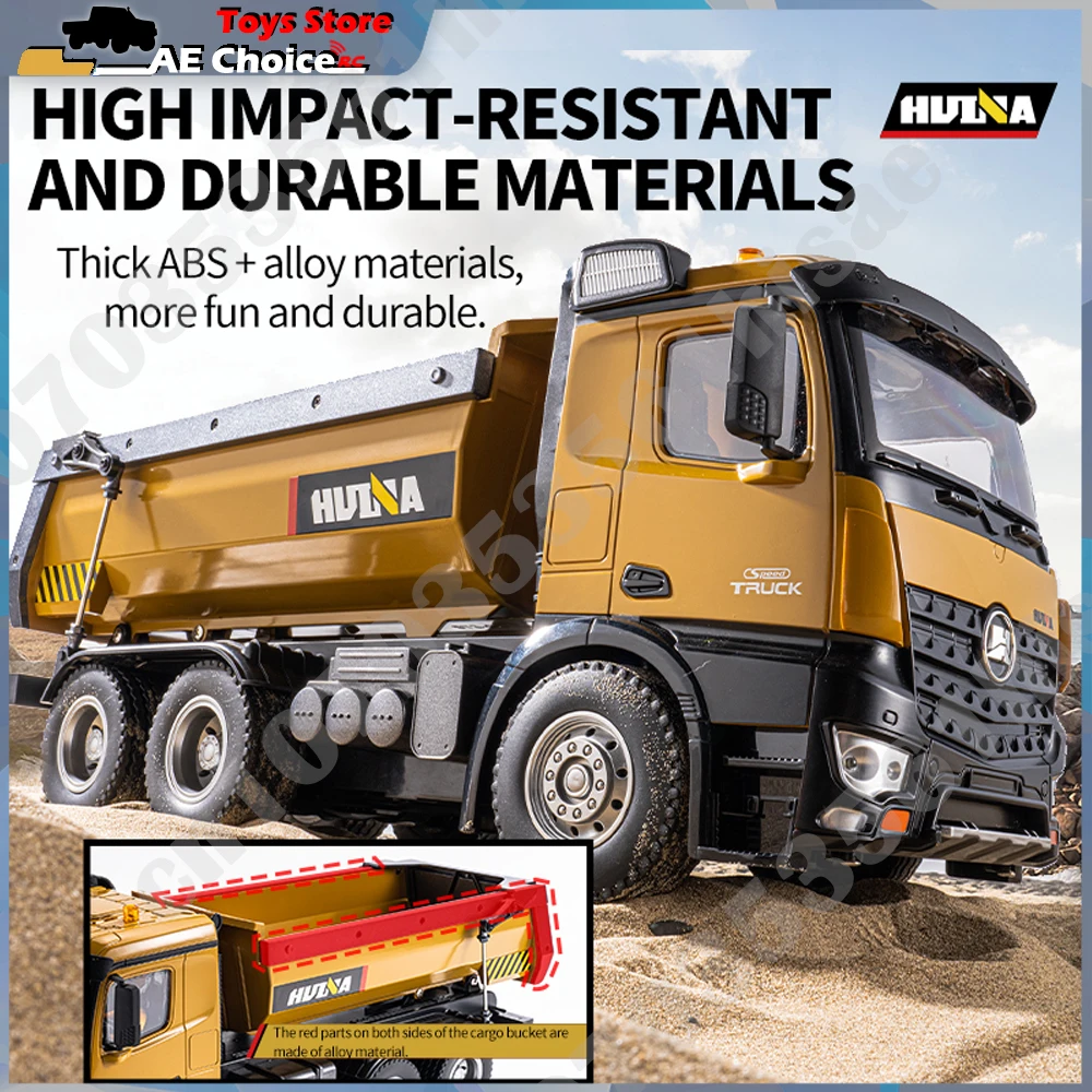 HuiNa 1573 1/14 RC Dump Truck 10-Channel 2.4G Alloy Remote Control Loader Truck  Engineering Vehicle RC Toy Gift for Boy 2