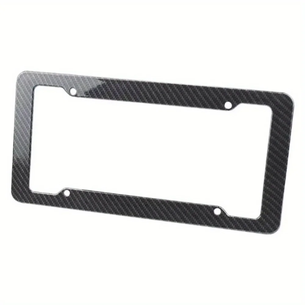 Carbon Fiber License Plate Frame-Black Plastic Front & Rear Car Tag Holder Cover With Mount Hardware Screws 2/1 Set
