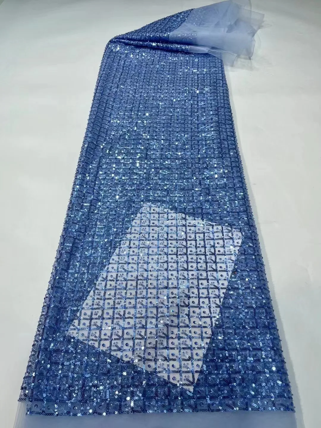 

Luxury African Heavy Bead Lace Fabric 2022 High Quality 5 Yards Nigerian Sequins French Tulle Fabric Material For Wedding Party