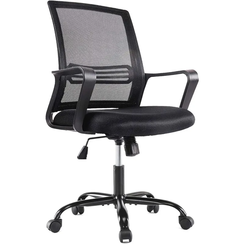 

Ergonomic Mid Back Breathable Mesh Swivel Desk Chair with Adjustable Height and Lumbar Support Armrest for Home, Black