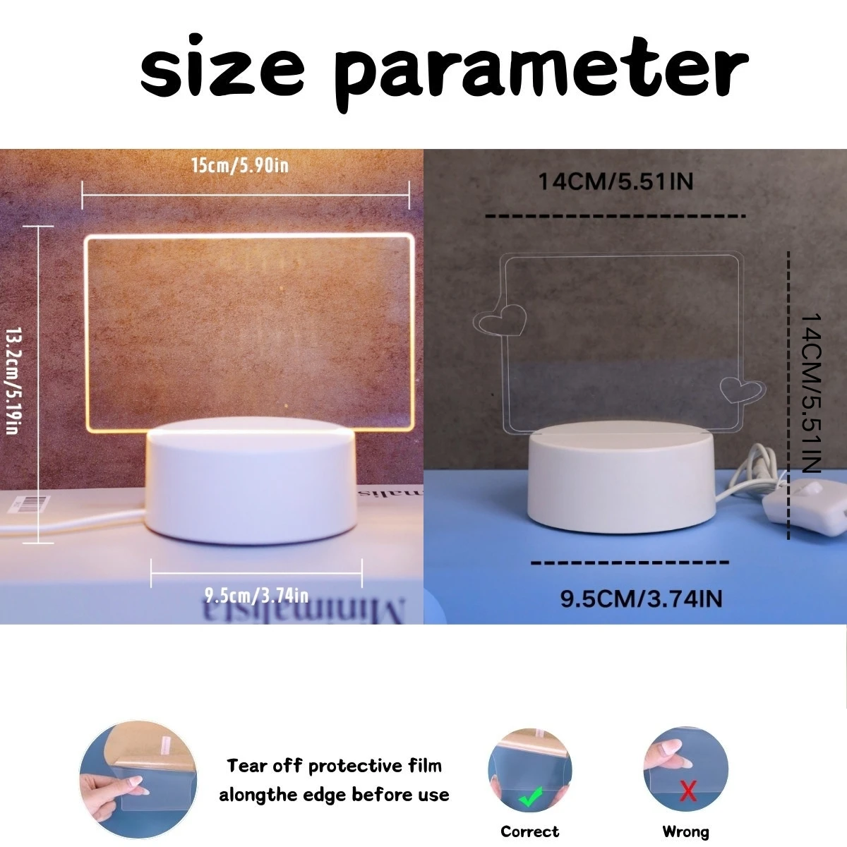 창의적인 3D 나이트 라이트, 지울 수 있는 사랑의 나이트 라이트 (펜 포함), USB 메시지 나이트 라이트, 생일 선물, 침실, 거실, 서재용