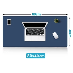 Large Waterproof Non - Slip PU Leather Desk Pad and Mouse Mat (80x40cm Dark Blue)
