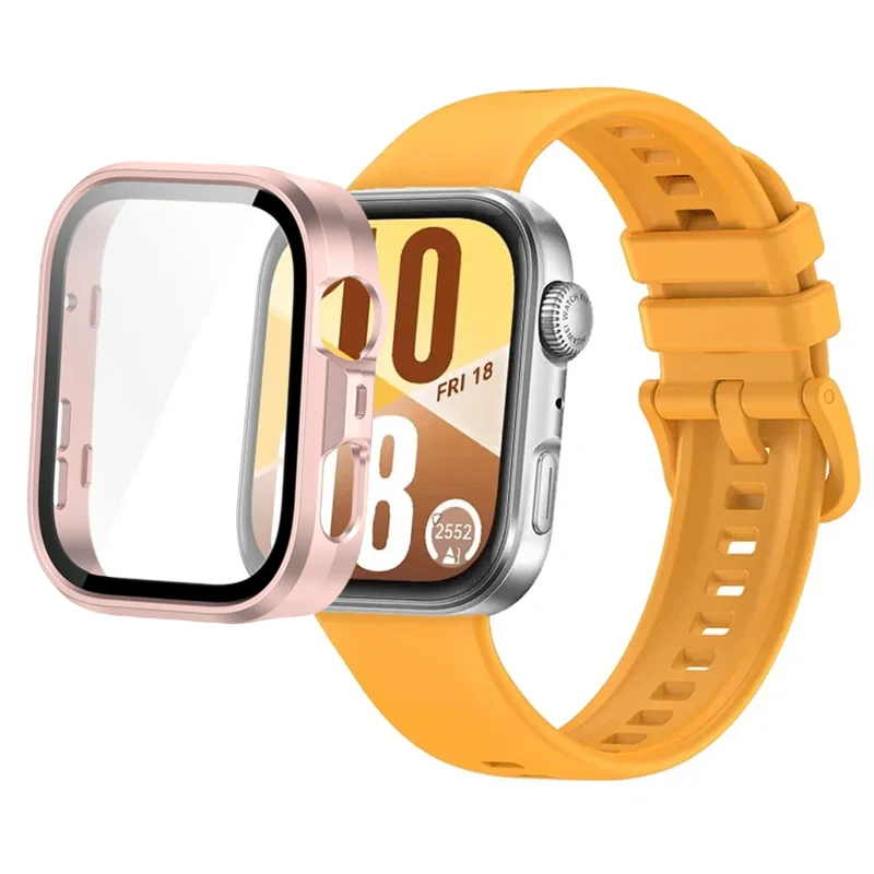Breathable Silicone Strap with Protective Tempered Glass Screen and HD PC Case