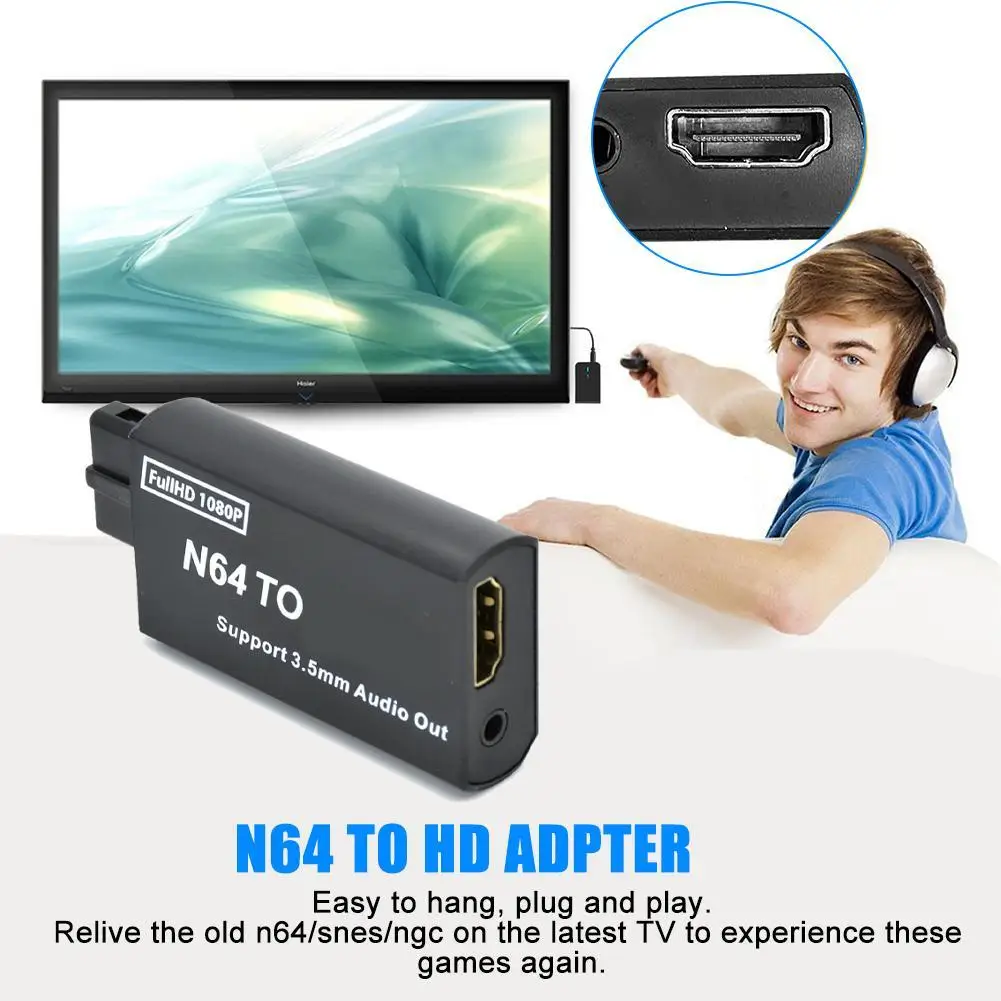 Console Di Gioco Adattatore Convertitore Da N64 A Hdmi Plug And Play Per N64/Snes/Ngc/Sfc Adattatore Compatibile Con Hdmi Con Uscita Audio Da 3.5Mm