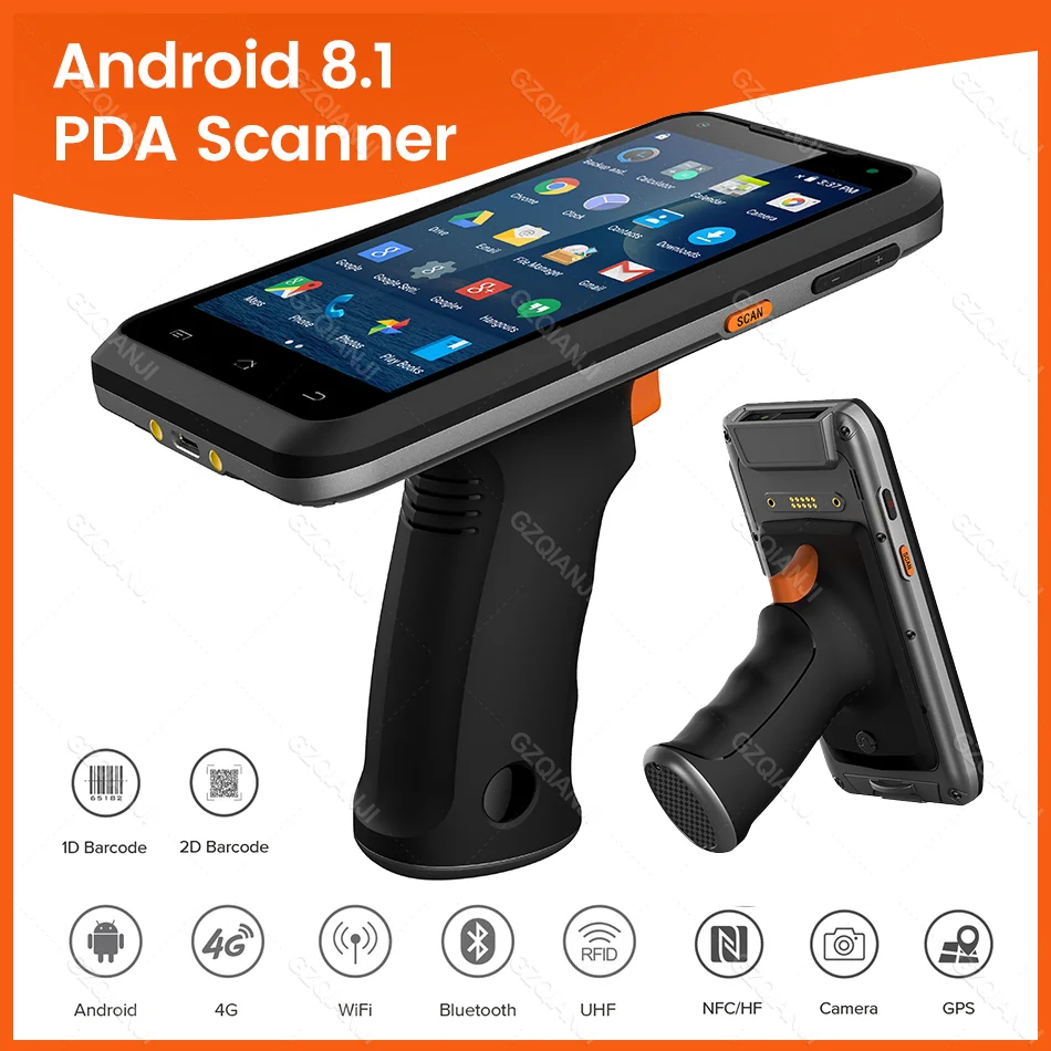 Handle PDA Android 8.1 Barcode Scanner 1D Laser 2D QR Code Reader