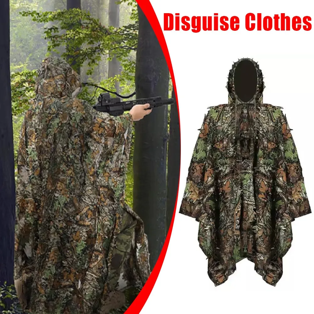 Combinaison Ghillie bionique 3D feuilles camouflage unisexe pêche chasse jungle CS