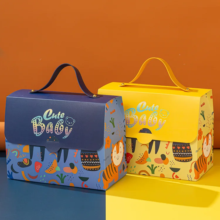 

Light Coffee New Children's Fun Baby Birthday Gift Box Folding Children's Creative Handheld Gift Box Ins Style Packaging Box