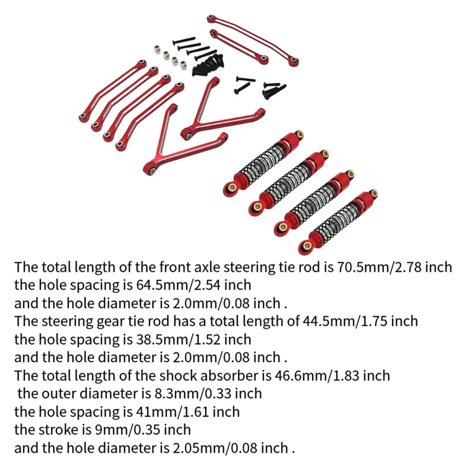Amortisseurs en aluminium pour FCX24 1/24 RC Crawler, kit de mise à niveau performant avec vue éclatée des composants
