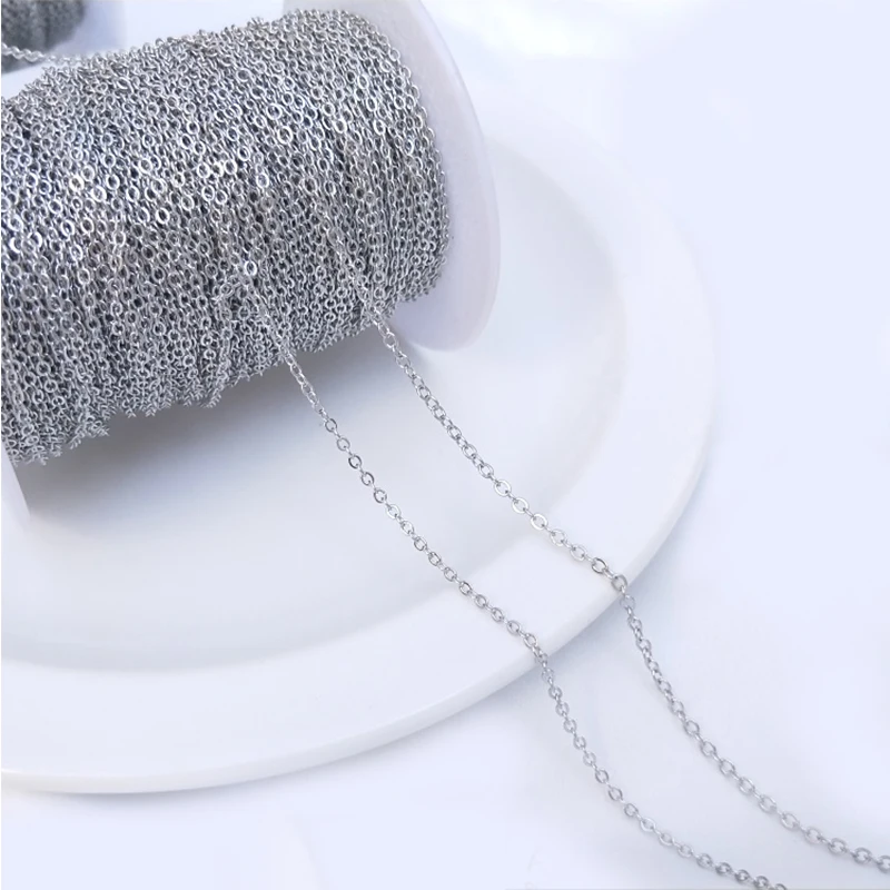 

Platinum Gold Plated Cable O Shape Chain Findings High Quality Bulk Chains For Neckalce Wholesale Jewelry Making Supply