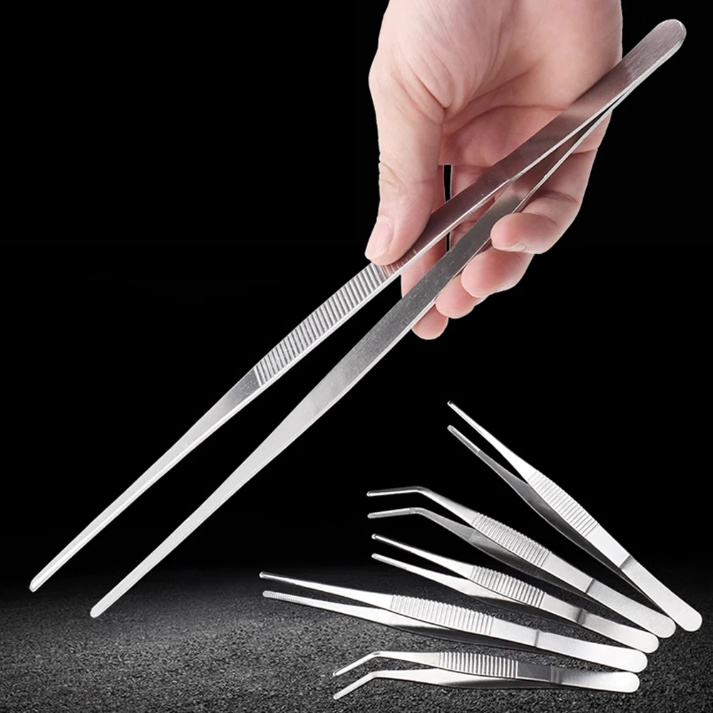 UltraLongStainlessSteelTweezersMultifuctionalSerratedCurvedClip
