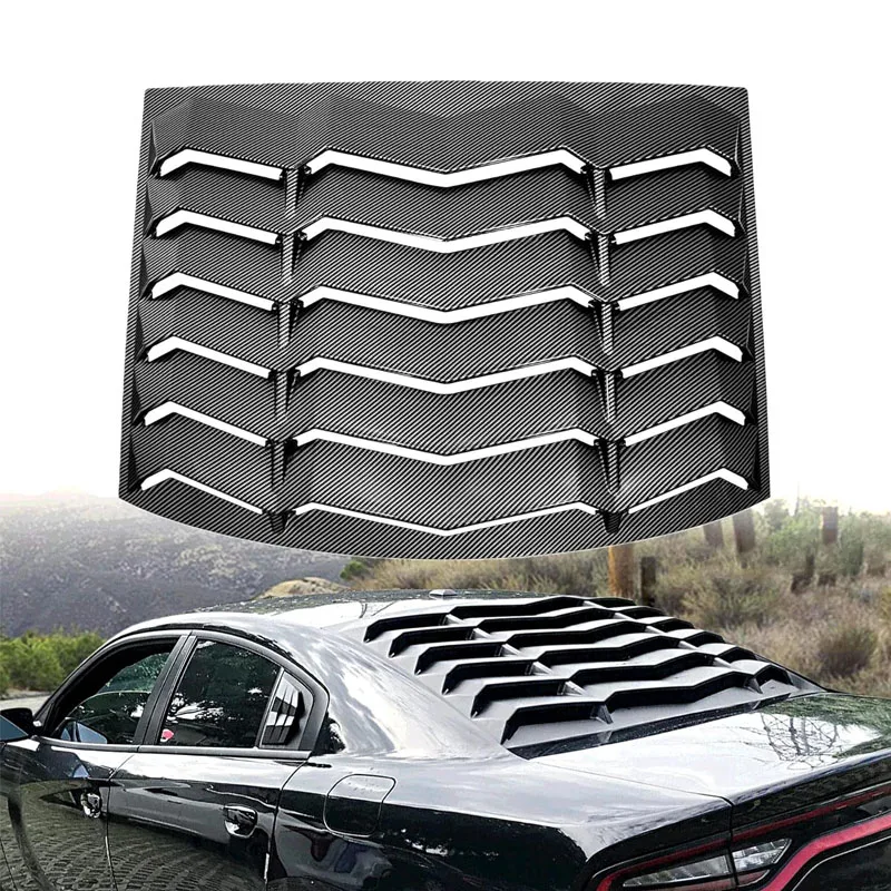 

Carbon Fiber Print Rear Window Louver Cover, Compatible with 2011-2021 Dodge Charger SXT/GT/RT/RT Scat Pack/Scat Pack Widebody