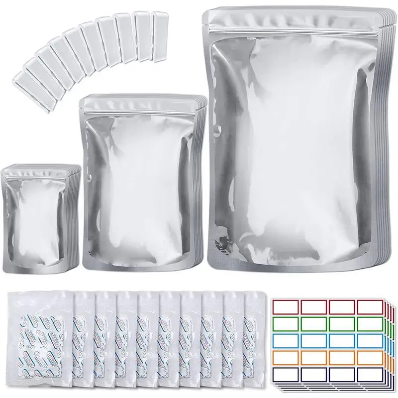 식품 보관 포장 가방, 100x 400cc 산소 흡수제, 3 층 두께, 재사용 가능, 열 밀봉 가능, 재밀봉 가능