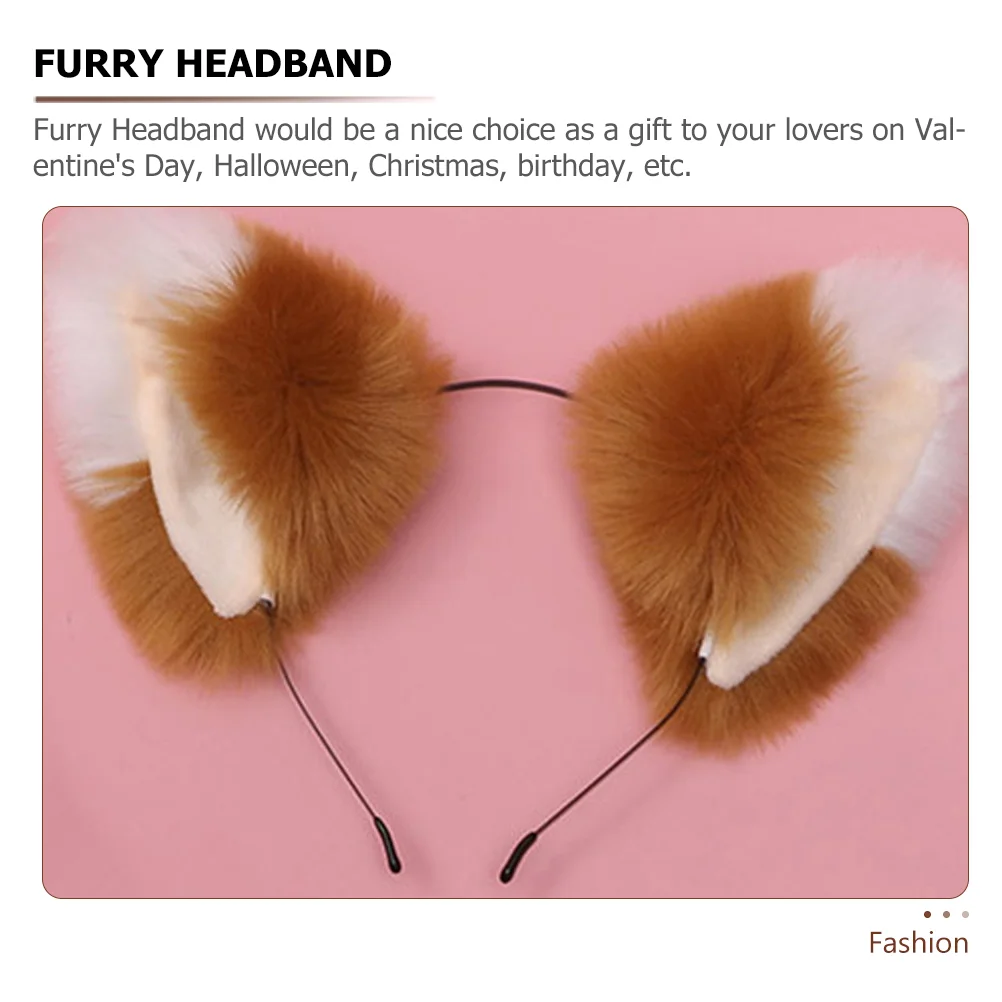 Brown Cat Ears Furry Headband Animal Ear Headband Ears Cosplay Hairband Foxes Prop Furry Headwear Female Stylish Accessory