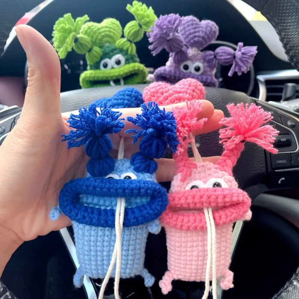 Gift Car Key Clothes Women Key Chain Hand Woven Wool Bag Knitting Case Sausage Mouth Bag Big Mouth Pendant key case key holder key organizer key purse