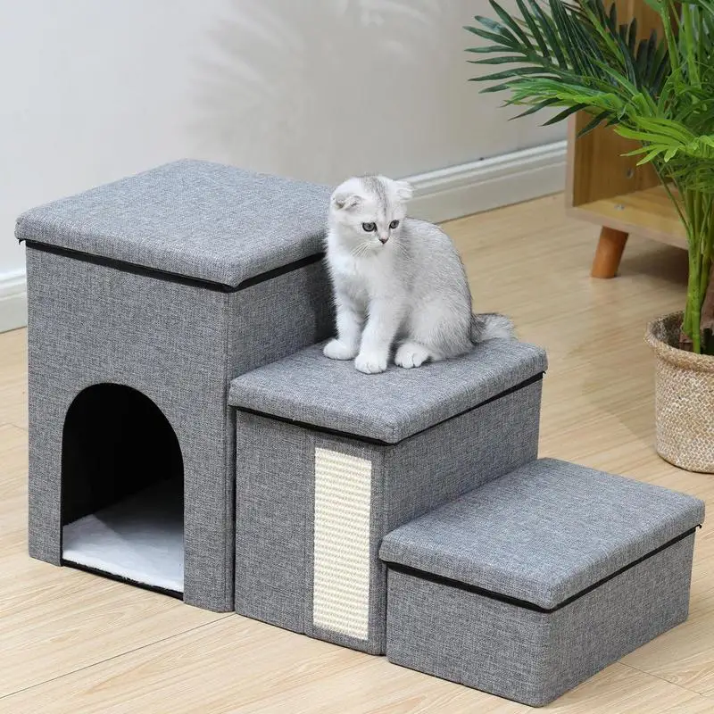 Pet Ladder Storage Box Cat Stairs Storage Box Pet Ladder Foldable Dog Stairs Stable Soft Organizer Dog