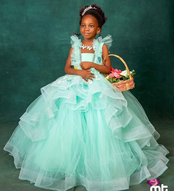 White Custom Made Princess Kids Flower Girl Dress - Lunss