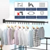 Retractable Cloth Drying Rack Folding Clothes Hanger Aluminum Indoor and Outdoor Wall Mount Space Saving 1