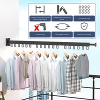 Retractable Cloth Drying Rack Folding Clothes Hanger Aluminum Indoor and Outdoor Wall Mount Space Saving 1