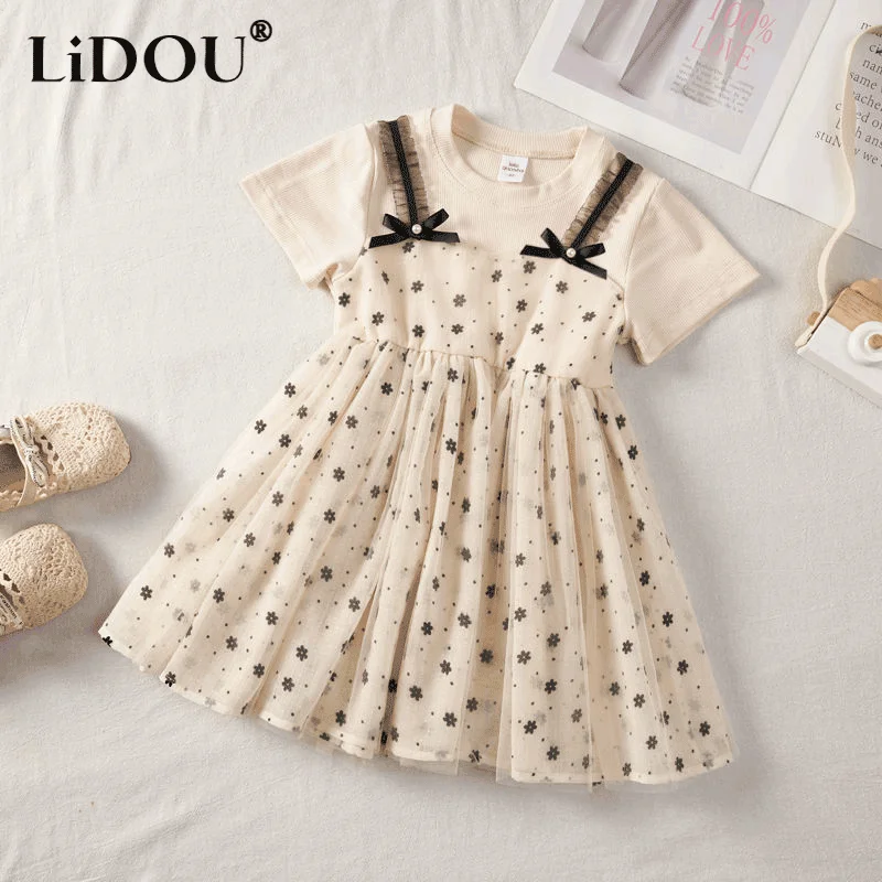 

2023 New Korean Fashion Summer Chic Dress for Girls Cute Kawaii Sven Bohemian Elegant Fashion Vintage Floral Anime Robe Femme
