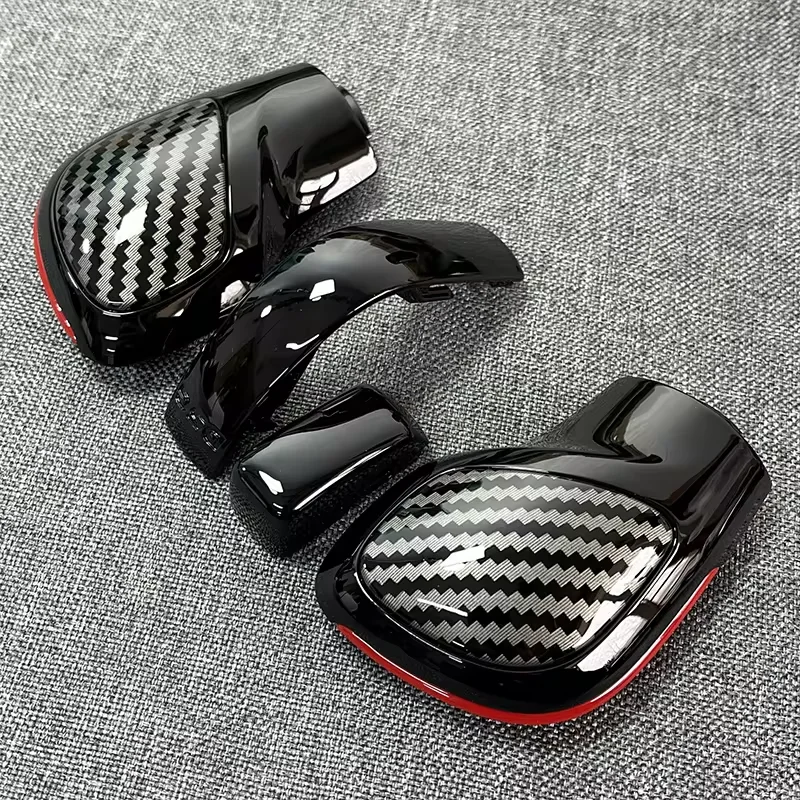 4PCS Chrome Matte Leather Shift Knob Gear Side Cover with DSG Emblem
