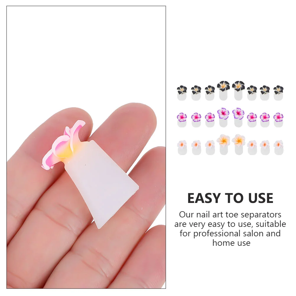 24 Pcs Daisy Toe Separators One Set Each of Purple Soft Clay No 32) Black Polymer 31 for Pedicure