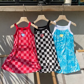 Summer Cute Girls Princess Dress Kids Sleeveless Clothes Children Birthday Party Baby Vestidos Sundress Smile Printed Costumes