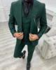 2024 Green Peak Lapel Slim Fit Men Suits 3 Pieces Tuxedos Terno Masculino Blazer Sets Groom Wedding Prom Costume Homme 1