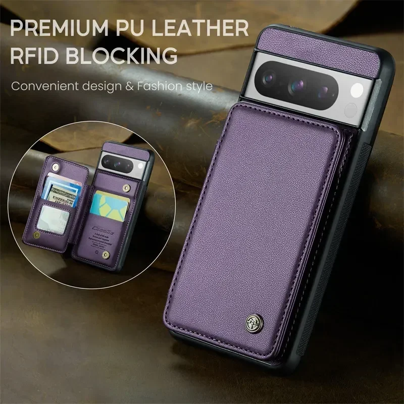 Premium Magnetic Flip Leather Wallet Phone Case with Card Holder - Stylish Back Cover