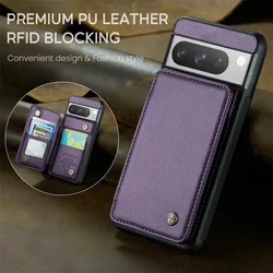 Premium Magnetic Flip Leather Wallet Phone Case with Card Holder - Stylish Back Cover for Google Pixel 9Pro XL (Purple)