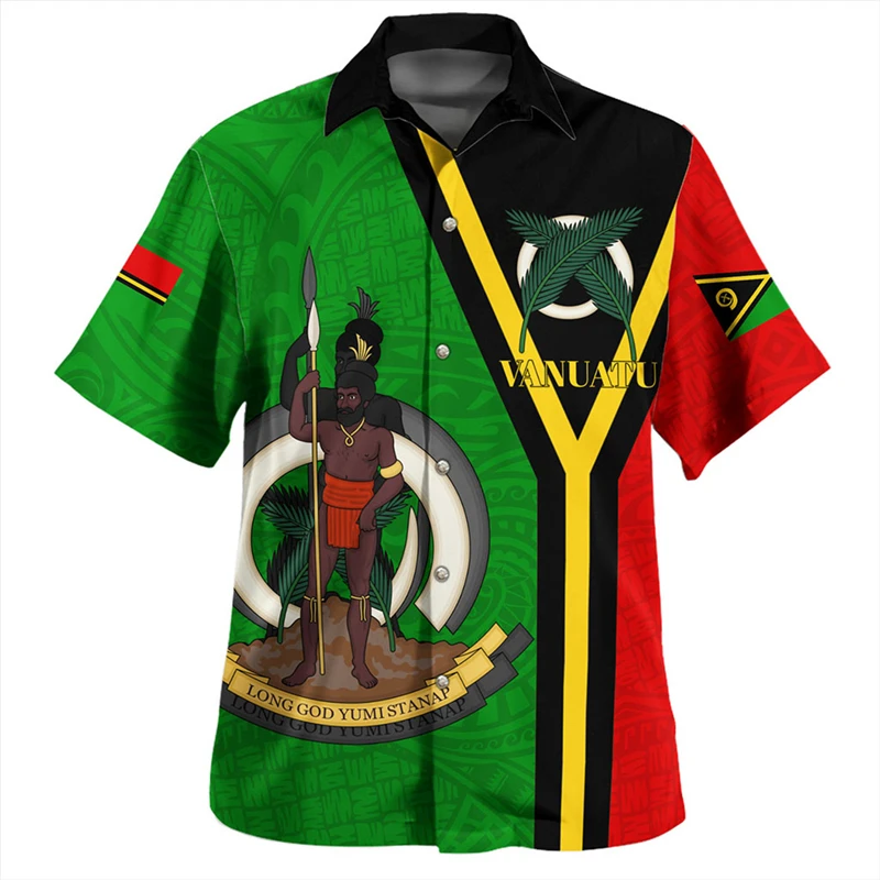 thumbnail image 1 of Camisa de playa de manga corta con estampado 3D para hombres, ropa tribal isleña polinesia, camisas casuales con botones para hombres, ropa, 1 of 4