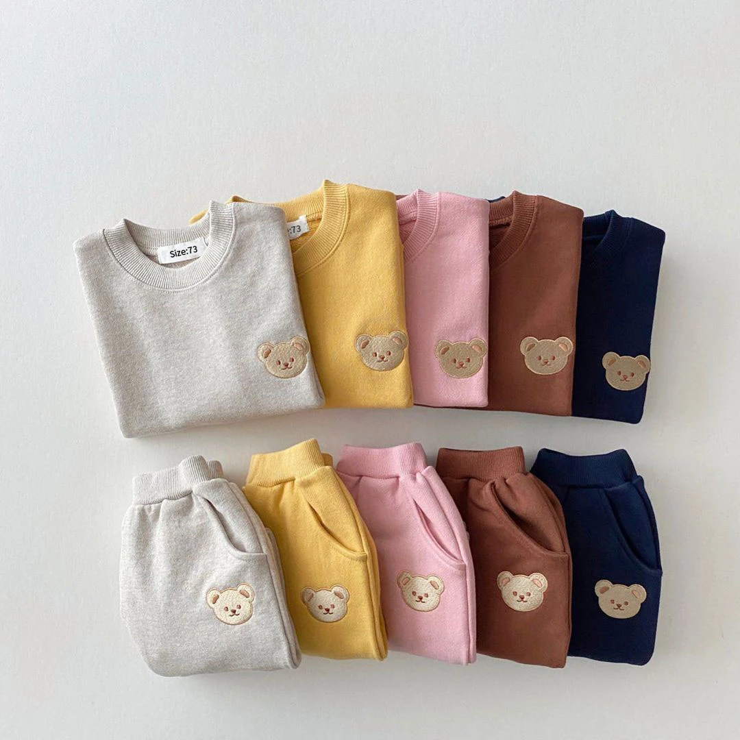 Fashion Toddler Baby Boys Girl Fall Clothes Sets Baby Girl Clothing Set Kids Sports Bear Sweatshirt Pants 2Pcs Suits Outfits images - 6