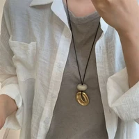 Pendentif irrégulier pour femmes, bijoux exquis, chaîne en corde Simple, Long collier réglable, décontracté, polyvalent, accessoires cadeaux 3