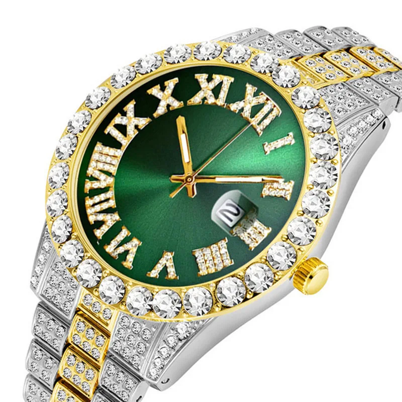 

Brand Diamond Men's Quartz Watch Business Thin Dial Non-mechanical Waterproof Hand Clock Male's Casual Hip Hop Wristwatch