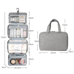 Spacious Waterproof Hanging Toiletry and Cosmetic Organizer Bag (Grey)
