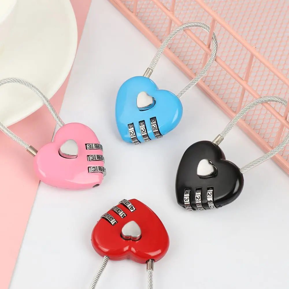 Description Picture 6 of item1Pc Heart Shaped Lock 3 Digit Password Padlock Zinc Alloy Dial Combination Locker Case Supply Travel Suitcase Security Tool