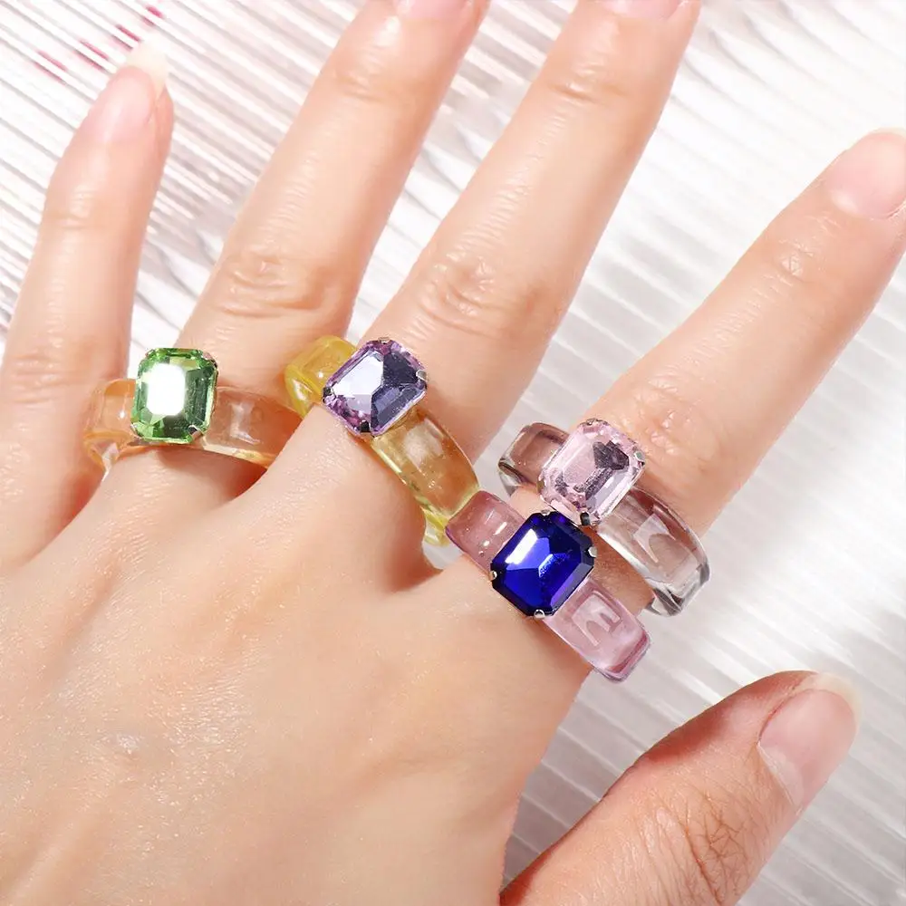 Damen Acryl Edelsteinring Modischer Hip-hop Schmuck_voghion.com
