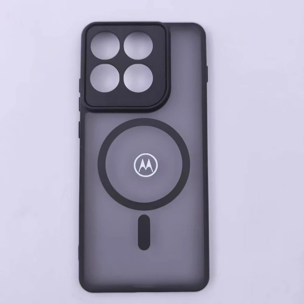 Matte Clear Magnetic Black Phone Case with Wireless Charging Capability