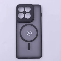 Matte Clear Magnetic Black Phone Case with Wireless Charging Capability - Edge60 Fusion (Translucent Black)