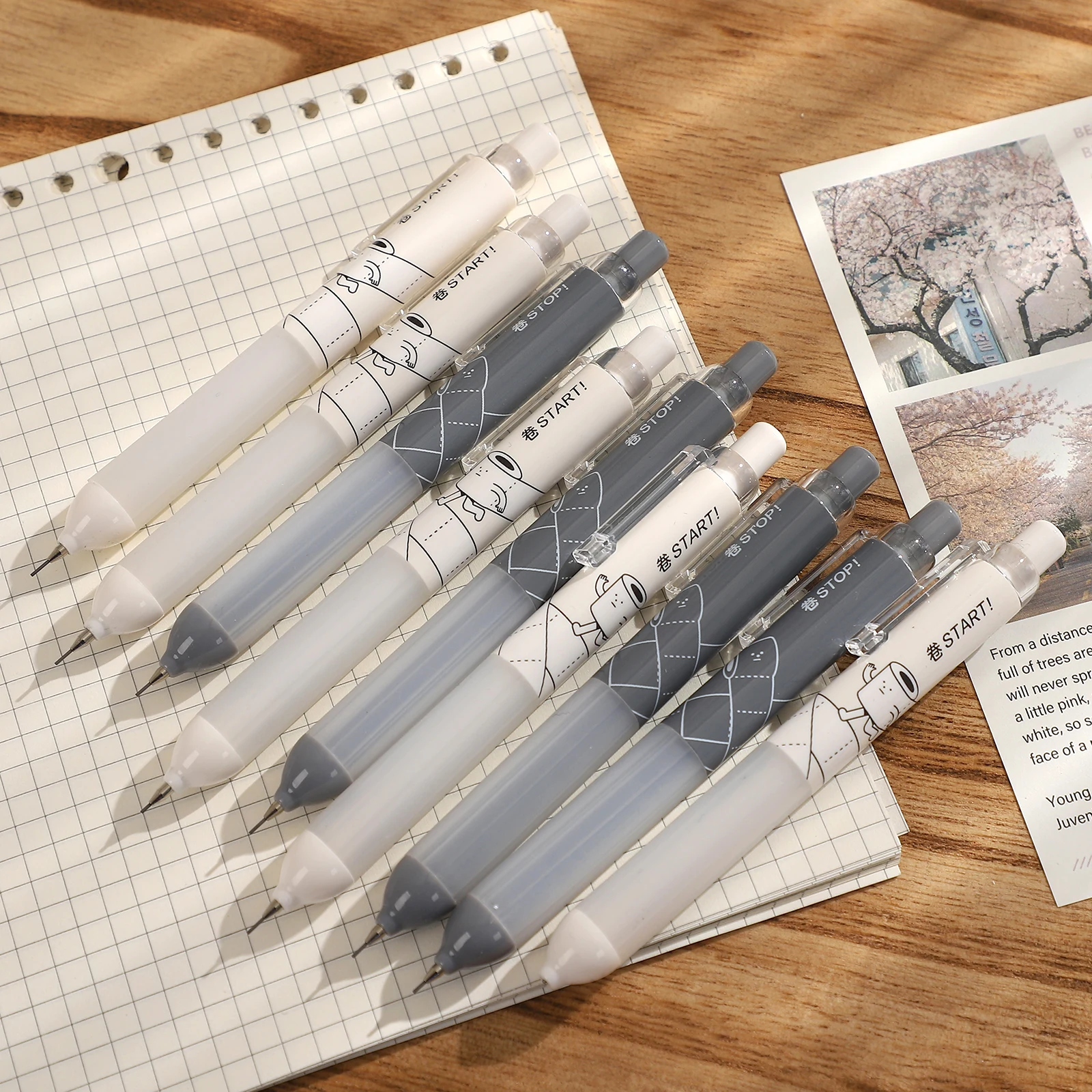 2 Pcs/set Low Center of Gravity Kawaii Mechanical Pencil 0.5mm Smooth Writing Automatic Pencil Creative Student Stationery