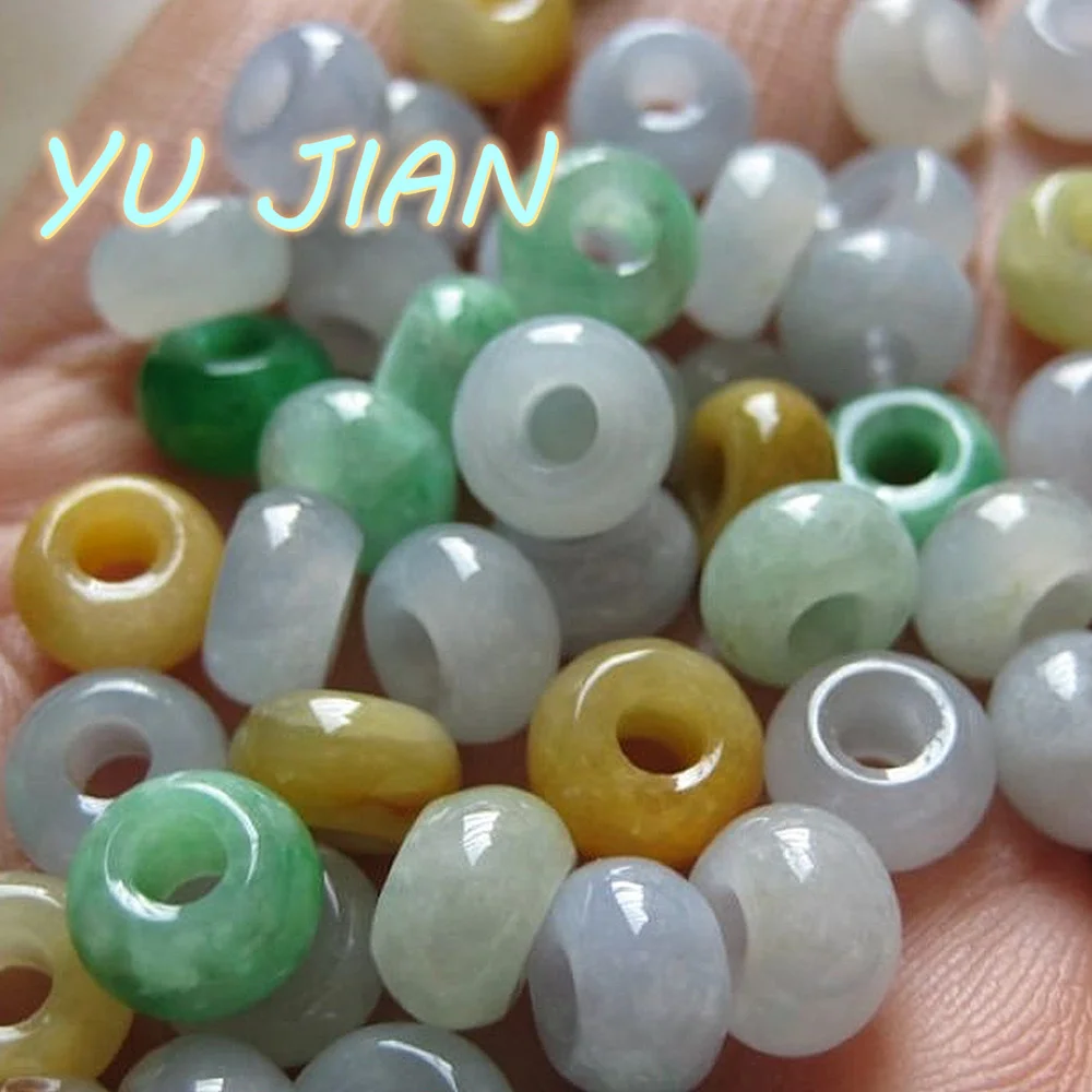 

Natural Jadeite Abacus Round Beads Handmade DIY Loose-beads Delicate Tricolor Jade Bangle Pendant Earring Jewelry Accessories